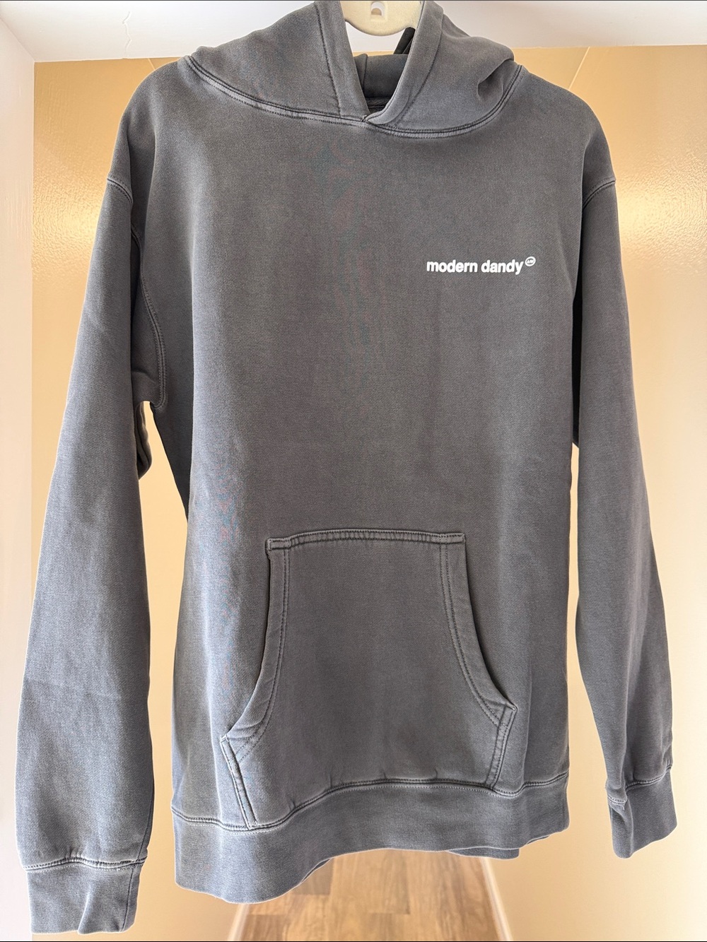 NWOT Modern Dandy Men's Washed Charcoal Pullover Hoodie Sz S see measurements